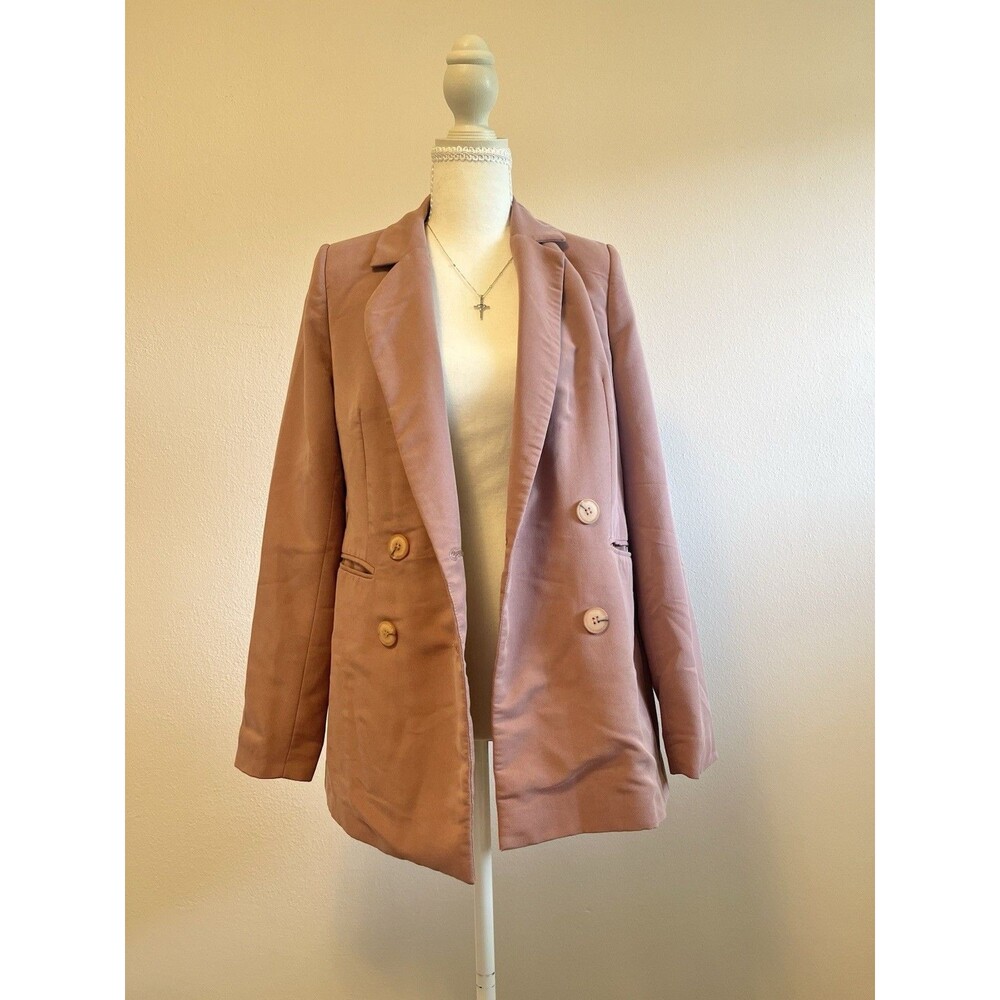 Koton Women's Pink Double Breasted Blazer Lined Pockets | Size 34, S